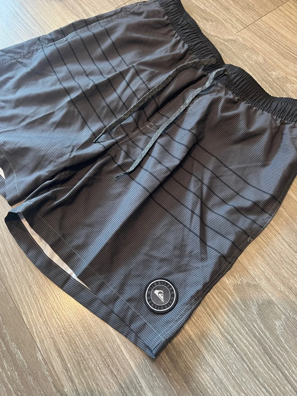 Quiksilver Grey and Black Striped Volley Shorts